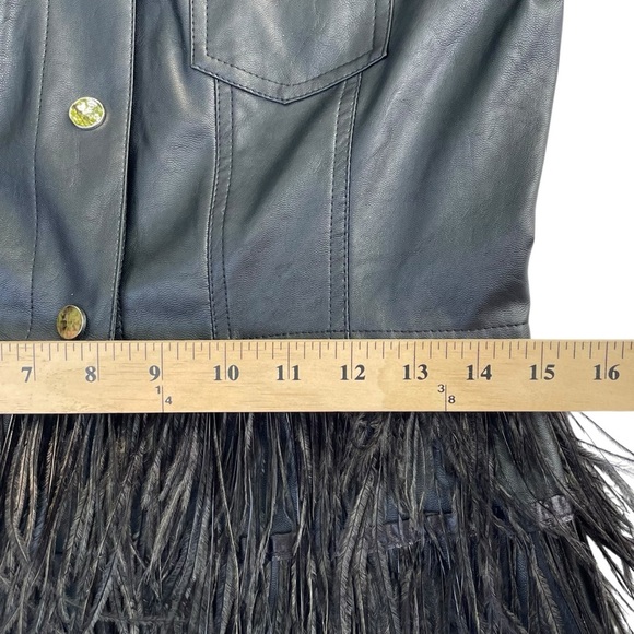 Lolitas&Lolos Black Cropped Leatherette Jacket S Feathers Snap Button Cute Goth - Picture 15 of 16